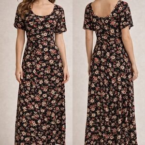 D.B.Y Chic Black Floral Maxi Dress Size 3/4 Due To Vintage Piece